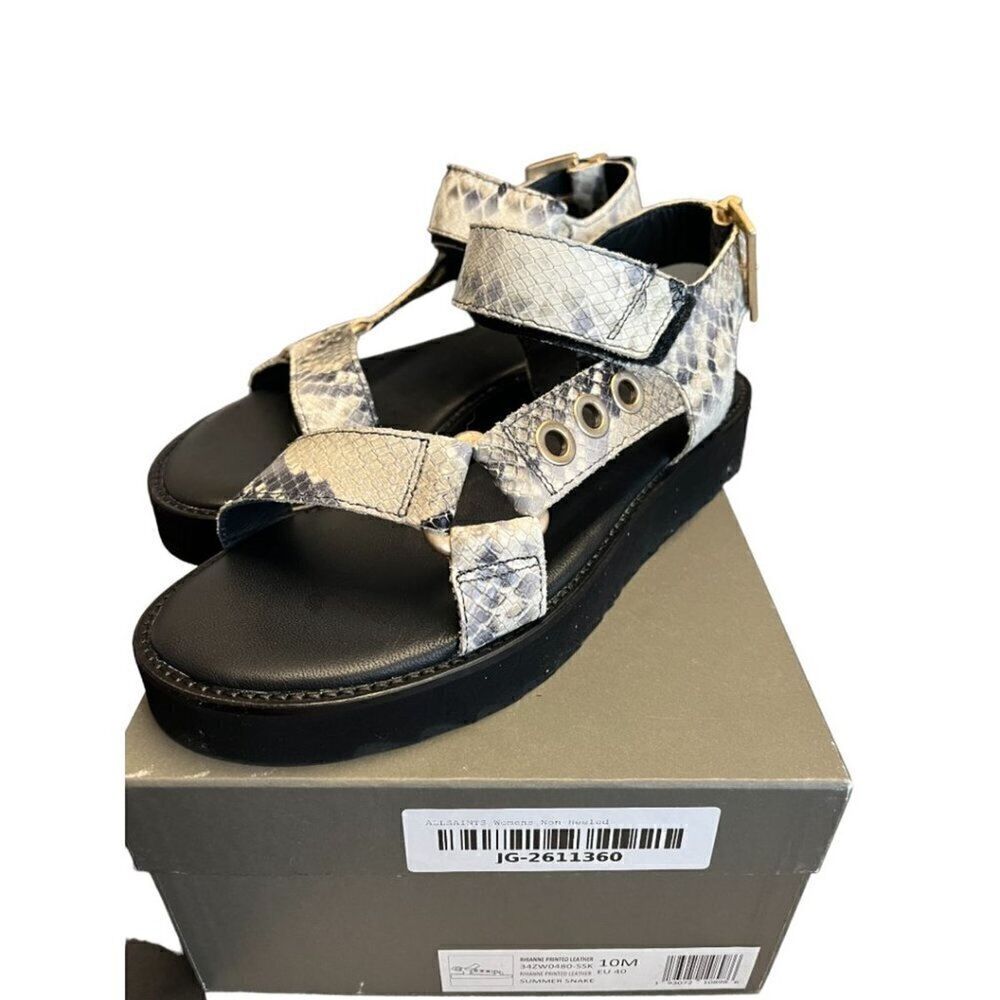 ALL SAINTS Women's Rhianne Embossed Leather Platform Sandals
